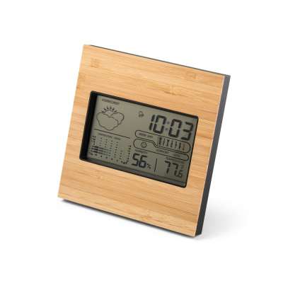 BROMLEY DESK TOP WEATHER STATION with LCD Screen in ABS & Bamboo in Black
