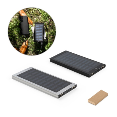 CLERK 8000 MAH POWER BANK with Solar Panel in 100% Recycled Aluminium Metal