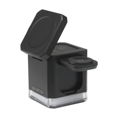 CUBE MAGSAFE 3-IN-1 RCS RECYCLED ABS CHARGER STAND in Black