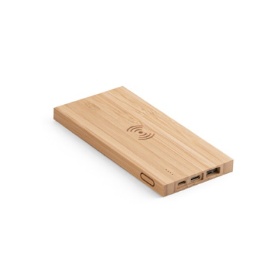 FITCH 5000 MAH CAPACITY PORTABLE BAMBOO BATTERY in Natural