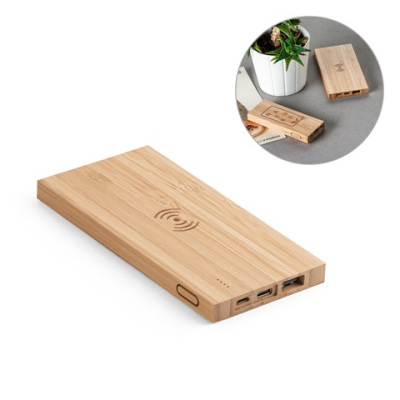 FITCH POWER BANK 5000 MAH with 5W Cordless Charger in Bamboo