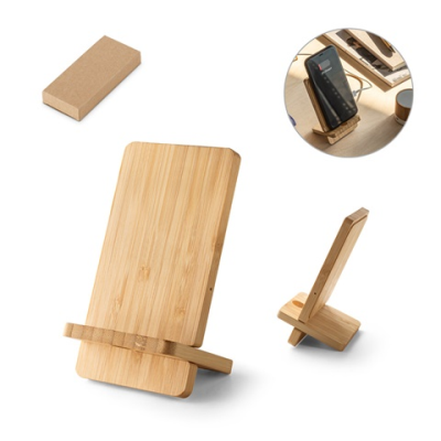 LANGE SMARTPHONE HOLDER with 15W Fast Cordless Charger in Bamboo