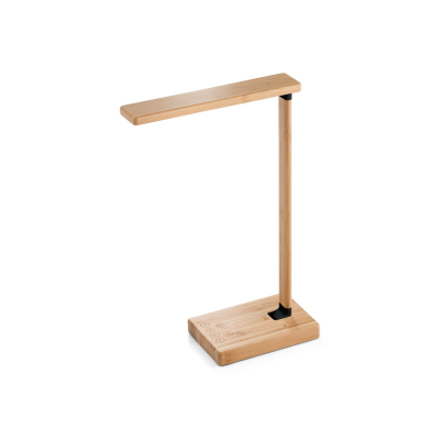 MOREY FOLDING DESK LAMP with 15W Superfast Cordless Charger in Bamboo in Natural