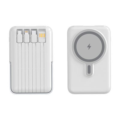 P90 10000MAH MAGSAFE POWER BANK with Built in Cables in Black or White