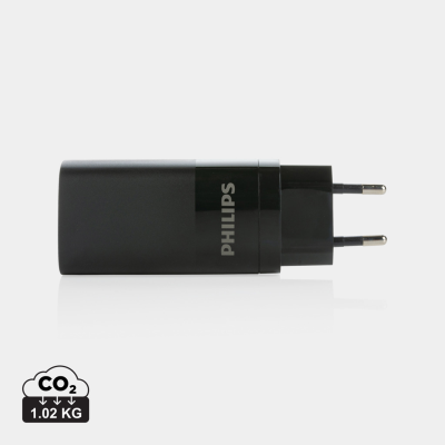 PHILIPS 65W ULTRA FAST PD 3-PORT USB WALL CHARGER in Black