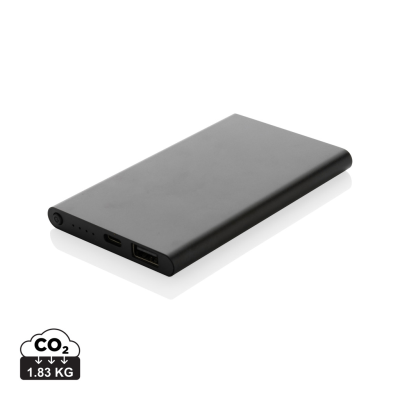 RCS RECYCLED PLASTIC & ALUMINIUM 4000MAH POWERBANK with Type C in Black