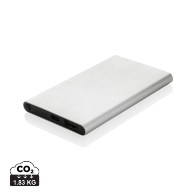 RCS RECYCLED PLASTIC & ALUMINIUM 4000MAH POWERBANK with Type C in Silver