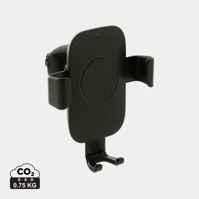 RCS RECYCLED PLASTIC 10W CORDLESS CHARGER CAR HOLDER in Black