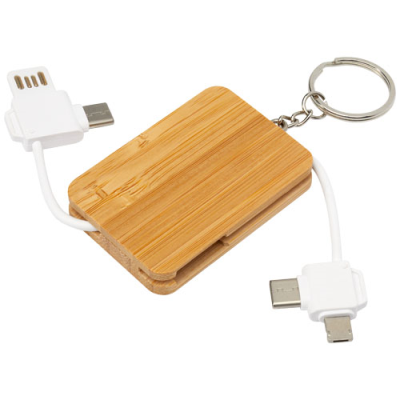 REEL 6-IN-1 RETRACTABLE BAMBOO KEYRING CHARGER CABLE