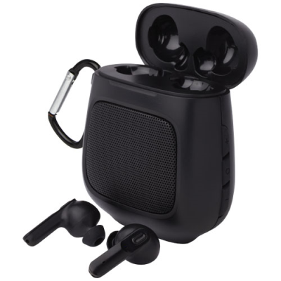 REMIX AUTO PAIR TRUE CORDLESS EARBUDS AND SPEAKER in Solid Black