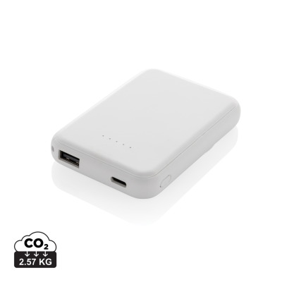 STELLAR RCS RECYCLED PLASTIC 5000 MAH 5W MAGNETIC POWERBANK in White