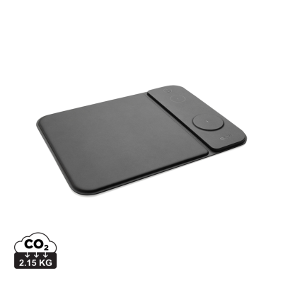 SWISS PEAK RCS RECYCLED PU 15W 3 in 1 Charger Mousemat in Black