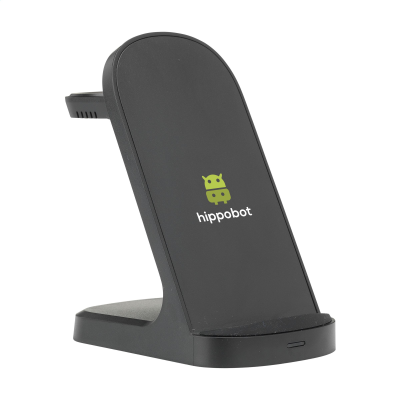 TRIPLE-UP RCS RECYCLED ABS CORDLESS CHARGER STAND in Black