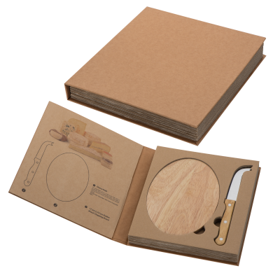 CHEESE SET with Wood Cutting Board in Beige 