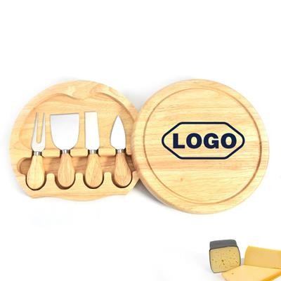 ROUND WOOD CASE CHEESE KNIFE SET OF 4