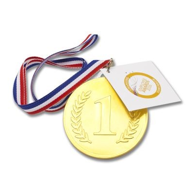 75MM GOLD 1ST CHOCOLATE MEDAL with Personalised Gift Tag