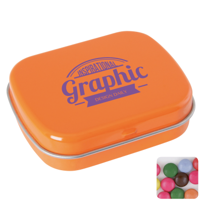 FLAT HINGED TIN with Chocos in Orange