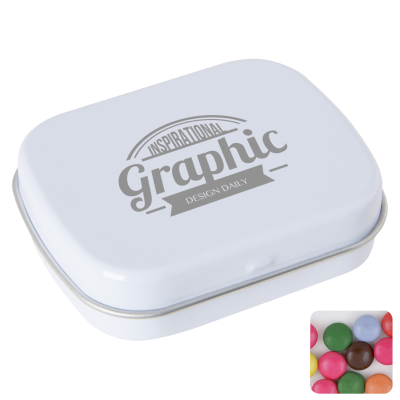 FLAT HINGED TIN with Chocos in White