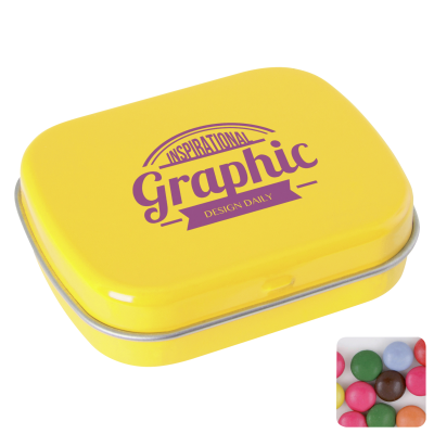 FLAT HINGED TIN with Chocos in Yellow