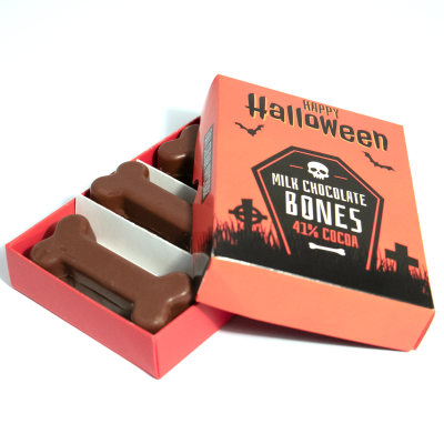 HALLOWEEN - LARGE ECO MATCHBOX - MILK CHOCOLATE BONES - PROMOTIONAL CORPORATE GIFT