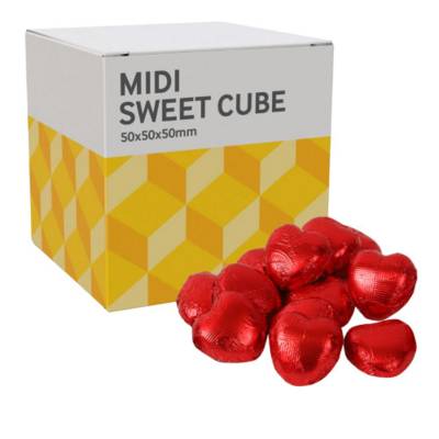 MEDIUM SWEETS CUBE - FOILED CHOCOLATE HEARTS - 50G