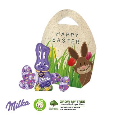 PERSONALISED MILKA BUNNY RABBIT AND EGG BASKET