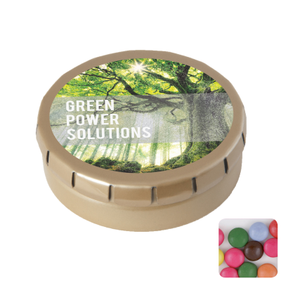 ROUND CLICK TIN with Chocos in Gold
