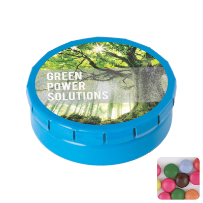ROUND CLICK TIN with Chocos in Light Blue