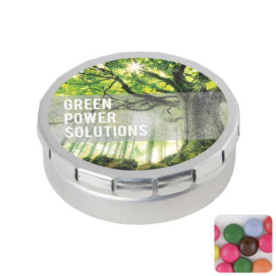 ROUND CLICK TIN with Chocos in Silver