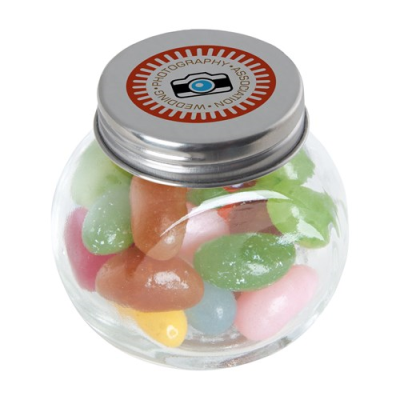 SMALL GLASS JAR with Jelly Beans in Silver