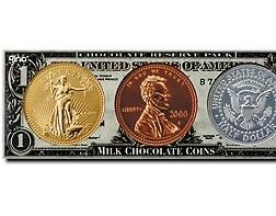 THREE CHOCOLATE COIN CARD