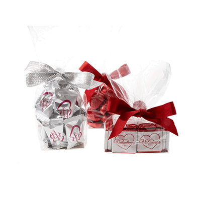 VALENTINES DAY CLEAR TRANSPARENT SACHET GIFT BAG & BOW