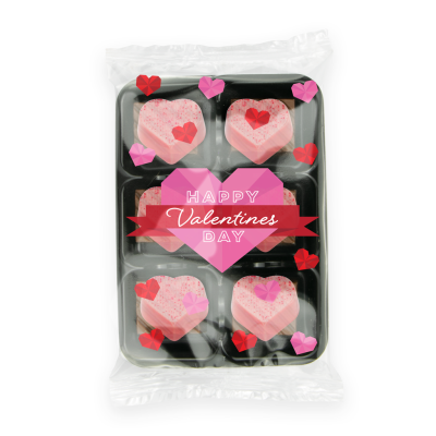 VALENTINES FLOW WRAPPED TRAY OF RASPBERRY HEART TRUFFLES
