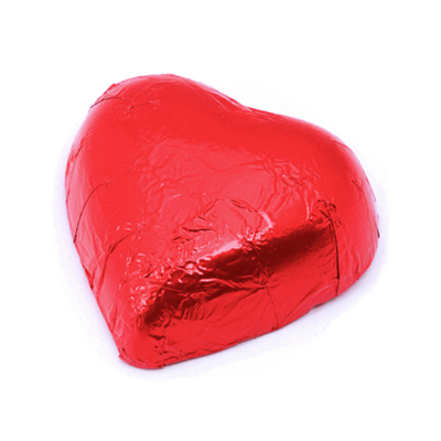 VALENTINE'S MILK CHOCOLATE PRALINE RED FOIL HEART