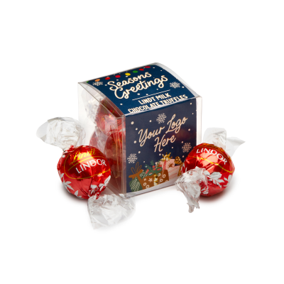 WINTER COLLECTION - CLEAR TRANSPARENT CUBE - LINDOR MILK CHOCOLATE TRUFFLES