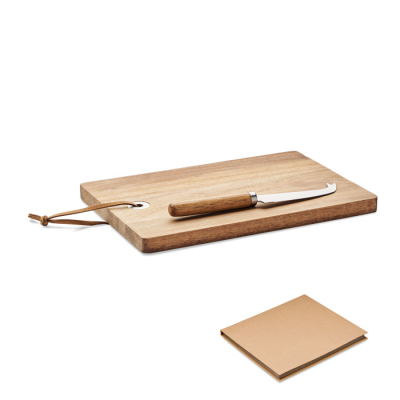 ACACIA WOOD CHEESE BOARD SET in Brown