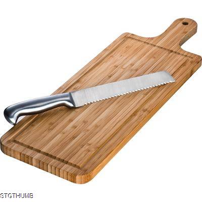 BAMBOO CHOPPING BOARD with Knife in Brown
