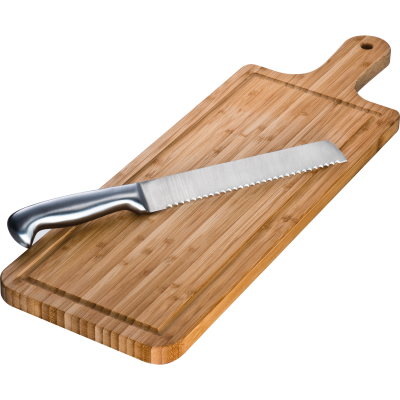 BAMBOO CHOPPING BOARD with Knife in Brown