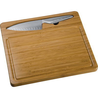 CUTTING BOARD with Knife Mantova in Brown 