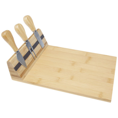 MANCHEG BAMBOO MAGNETIC CHEESE BOARD AND TOOLS in Natural