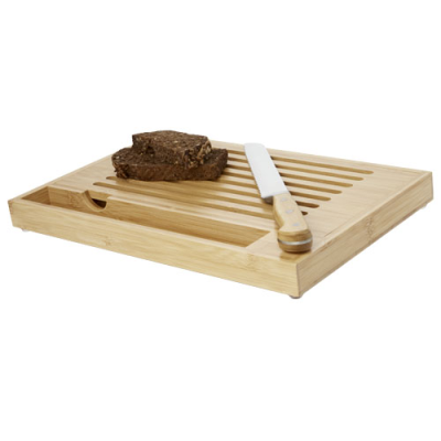 PAO BAMBOO CUTTING BOARD with Knife in Natural & Silver