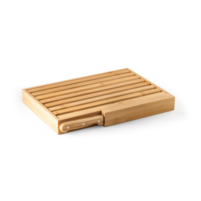 PASSARD BREAD BOARD in Bamboo with Stainless Steel Metal Knife in Natural