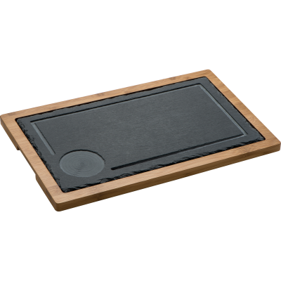 SERVING BOARD, SLATE & WOOD in Black