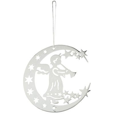 ANGEL & MOON PENDANT DECORATION in Silver Metal