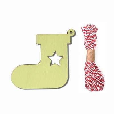CHRISTMAS STOCKING WOOD PENDANT 10 PIECES SET