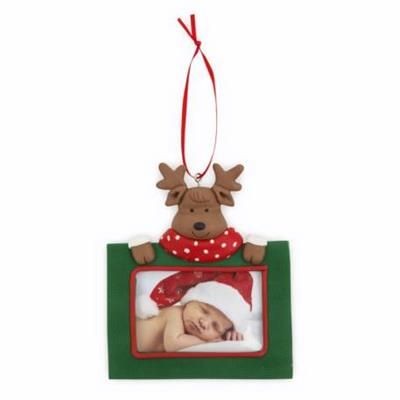 REINDEER CHRISTMAS DECORATION with Red Satin Ribbon Loop