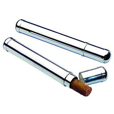 SINGLE FINE SILVER PLATED METAL CIGAR CASE