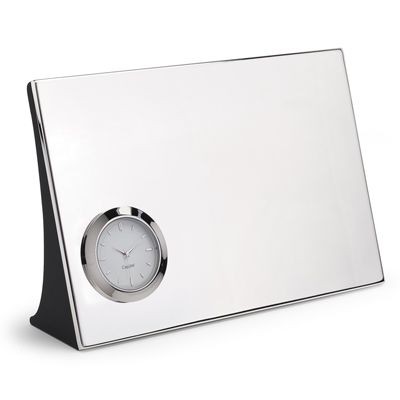 ENGRAVERS METAL DESK CLOCK in Silver