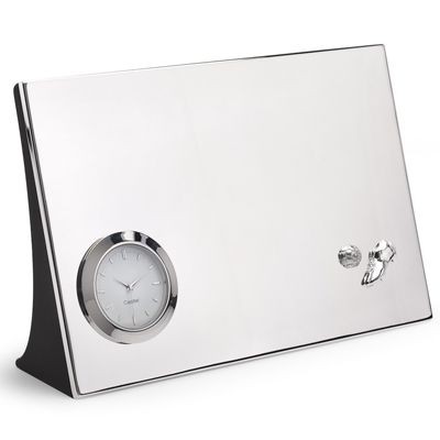 FOOTBALL METAL DESK CLOCK in Silver