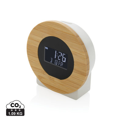 UTAH RCS RPLASTIC AND BAMBOO LCD DESK CLOCK in Brown